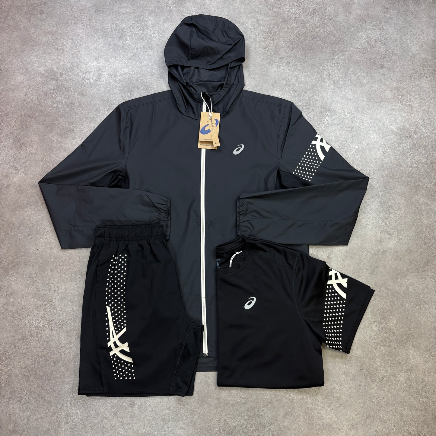 Asics Black / White “Icon” 3 Piece Set - Windrunner
