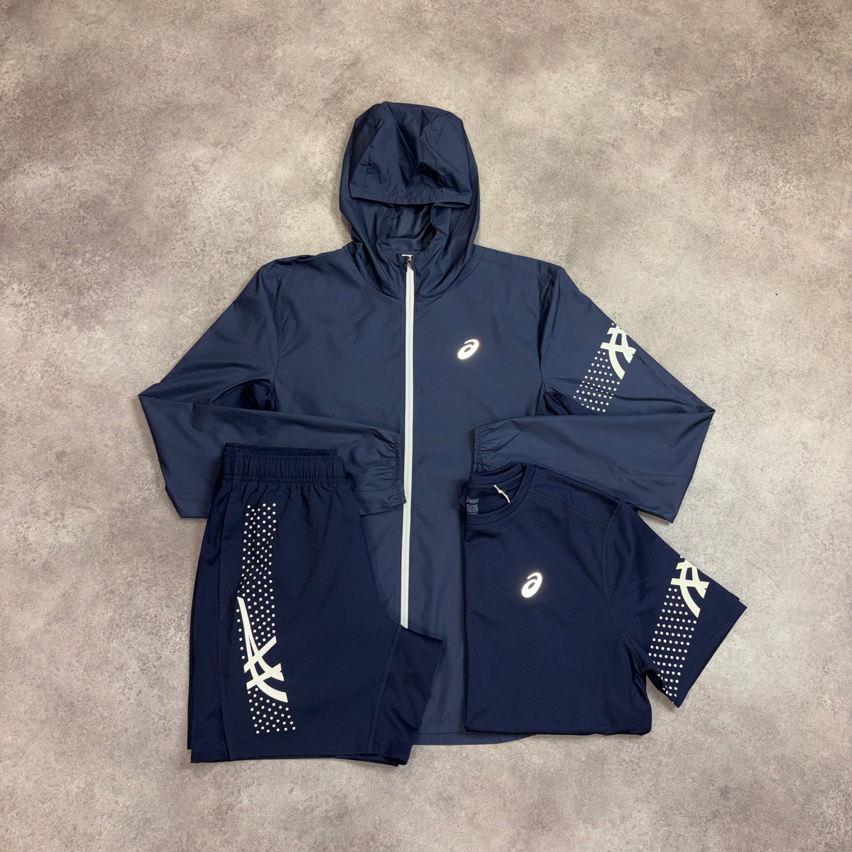 Asics Midnight Navy “Icon” 3 Piece Windrunner Set