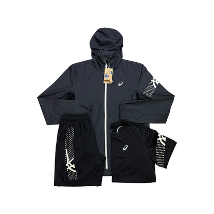 Asics Black / White “Icon” 3 Piece Set - Windrunner