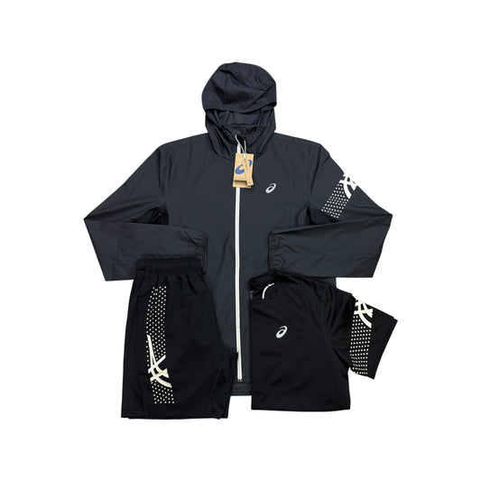 Asics Black / White “Icon” 3 Piece Set - Windrunner