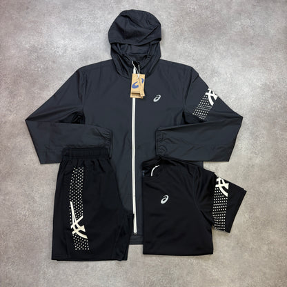 Asics Black / White “Icon” 3 Piece Set - Windrunner